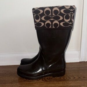 Coach Brown Rain Winter Boots Size 8